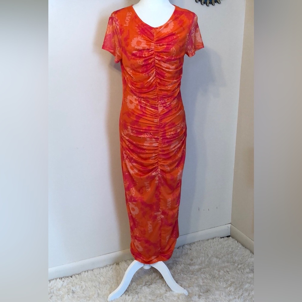 Princess Polly Stella Orange Multicolor Maxi Dress Size 10